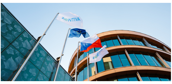 Zentiva logo and building